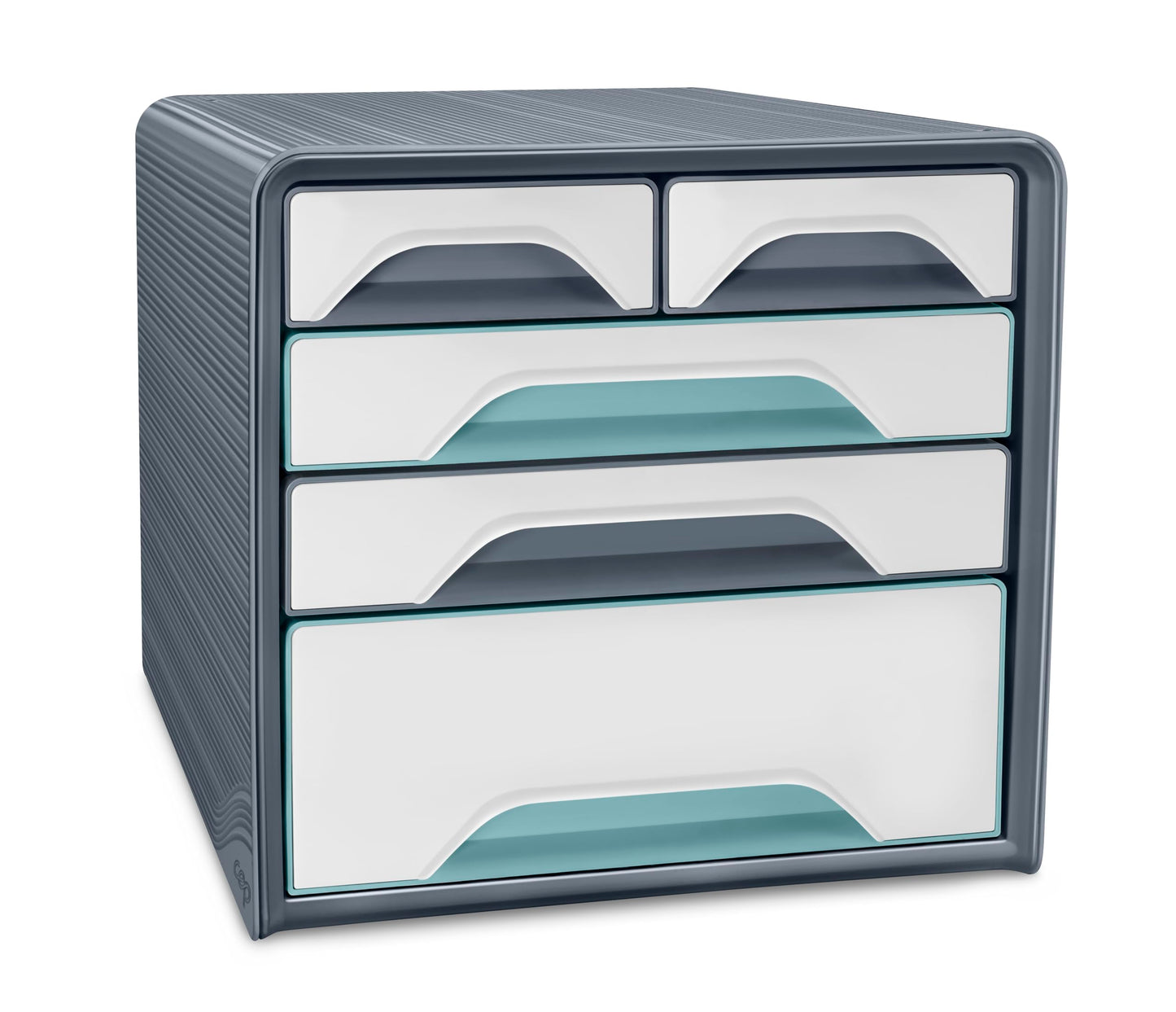 CEP Smoove Riviera 5 Drawer Filing Unit Organiser - Water Green/Storm Grey
