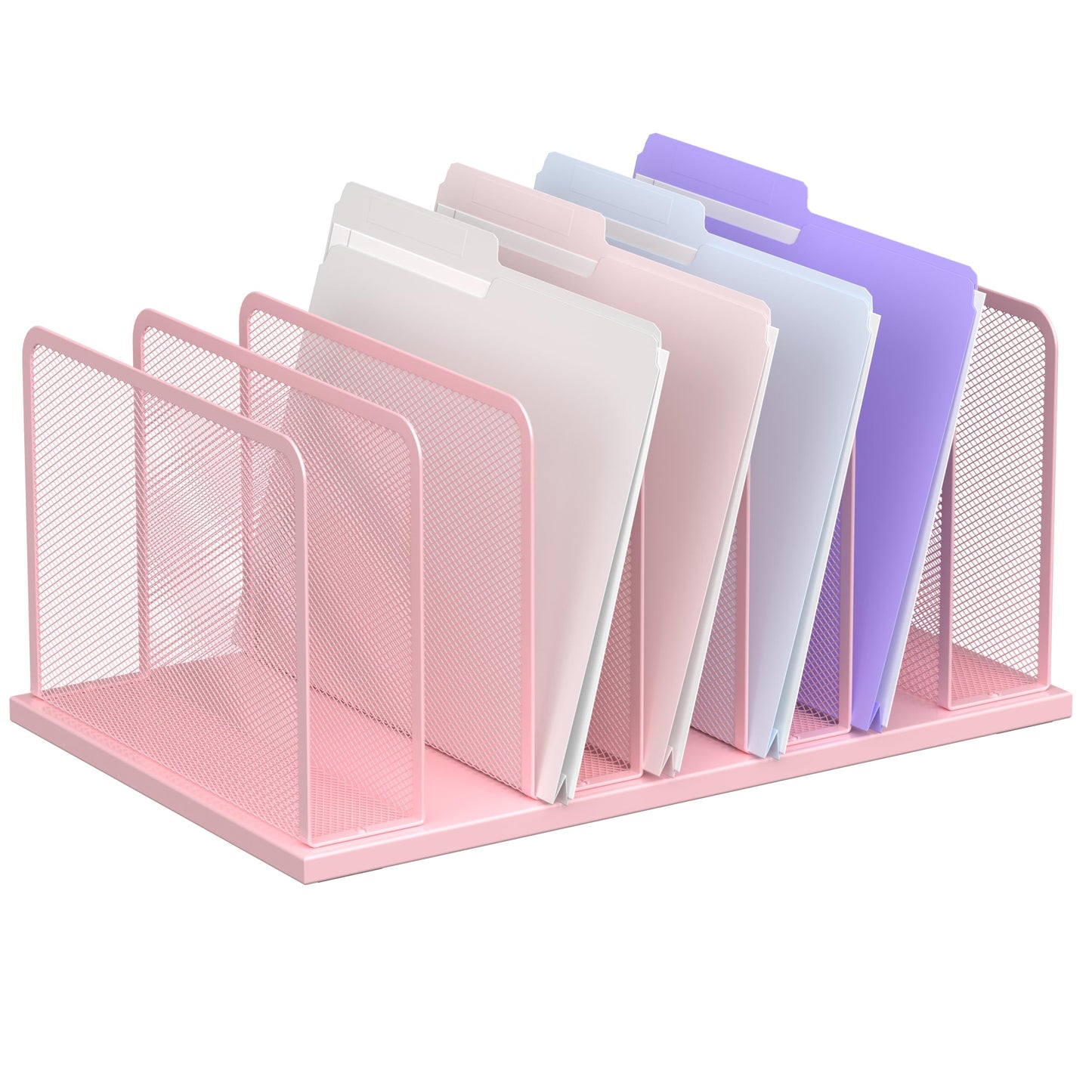 Kuntine.B Desk File Organizer 5 Sections Upright Mesh Desktop Organizer File Sorter Office Organization File Holder for Home, Office & Classroom