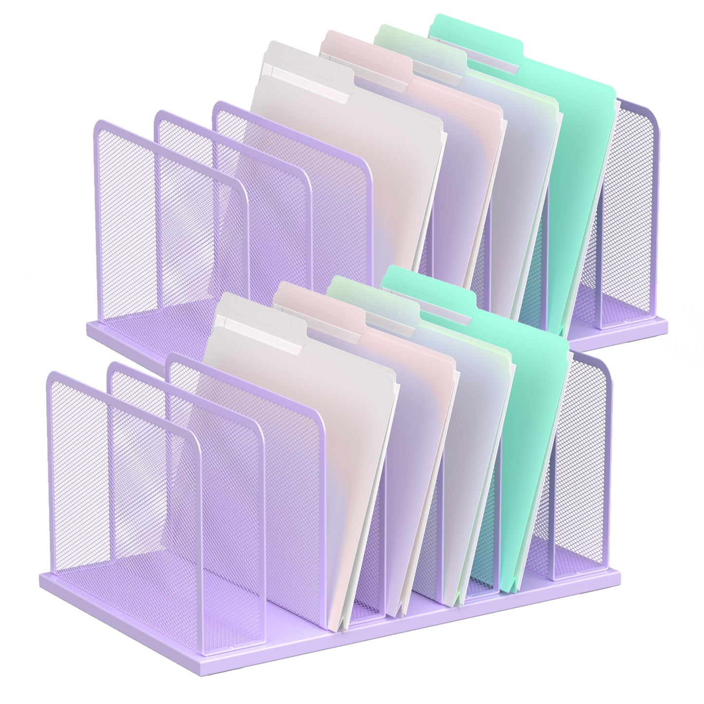 Kuntine.B Desk File Organizer 5 Sections Upright Mesh Desktop Organizer File Sorter Office Organization File Holder for Home, Office & Classroom