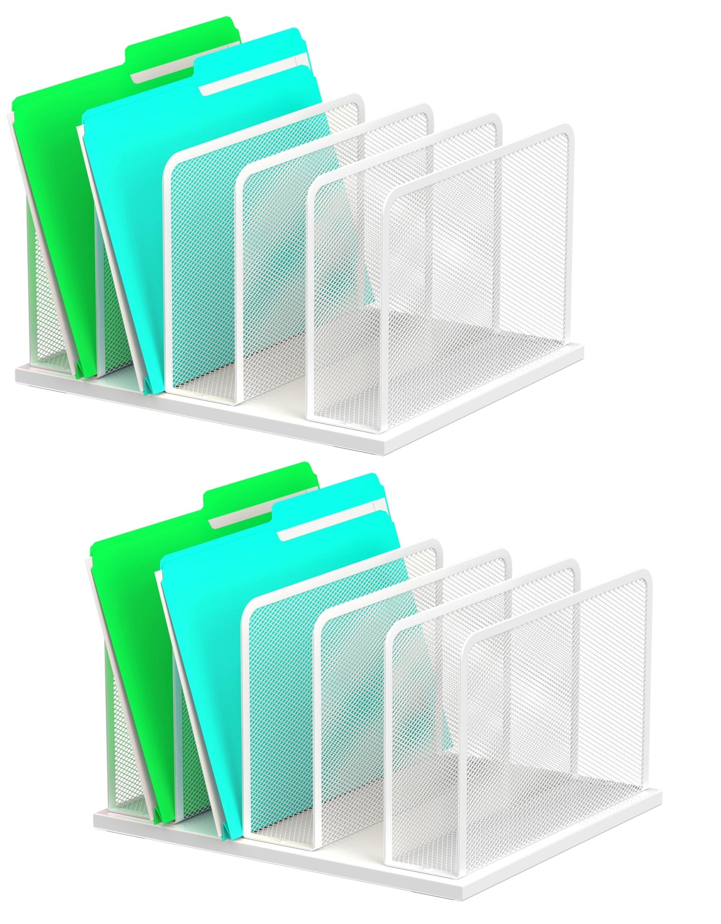 Kuntine.B Desk File Organizer 5 Sections Upright Mesh Desktop Organizer File Sorter Office Organization File Holder for Home, Office & Classroom
