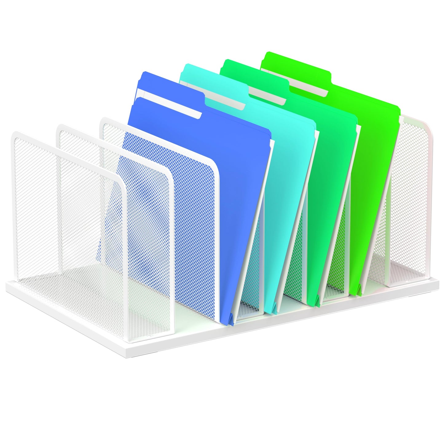 Kuntine.B Desk File Organizer 5 Sections Upright Mesh Desktop Organizer File Sorter Office Organization File Holder for Home, Office & Classroom