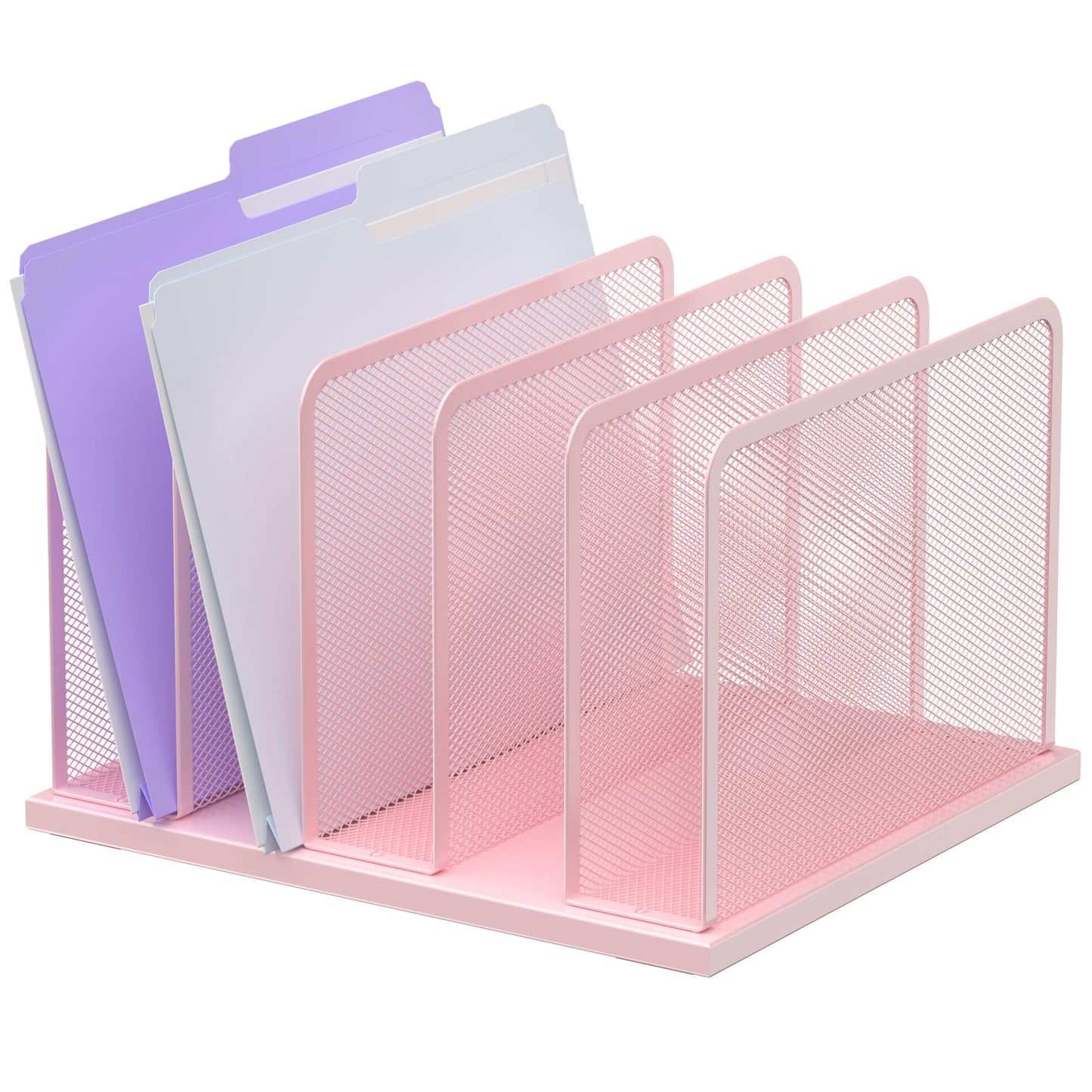 Kuntine.B Desk File Organizer 5 Sections Upright Mesh Desktop Organizer File Sorter Office Organization File Holder for Home, Office & Classroom
