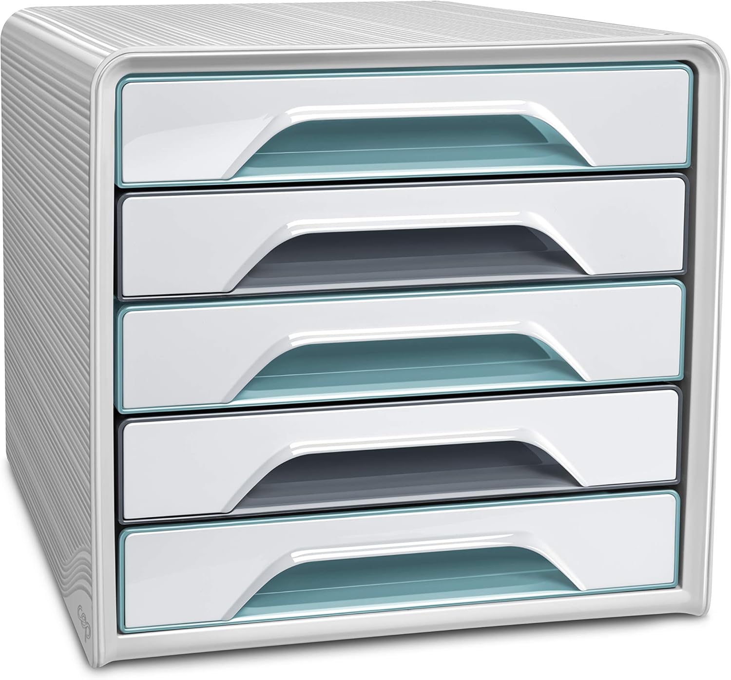 CEP Smoove Riviera 5 Drawer Filing Unit Organiser - Water Green/Storm Grey