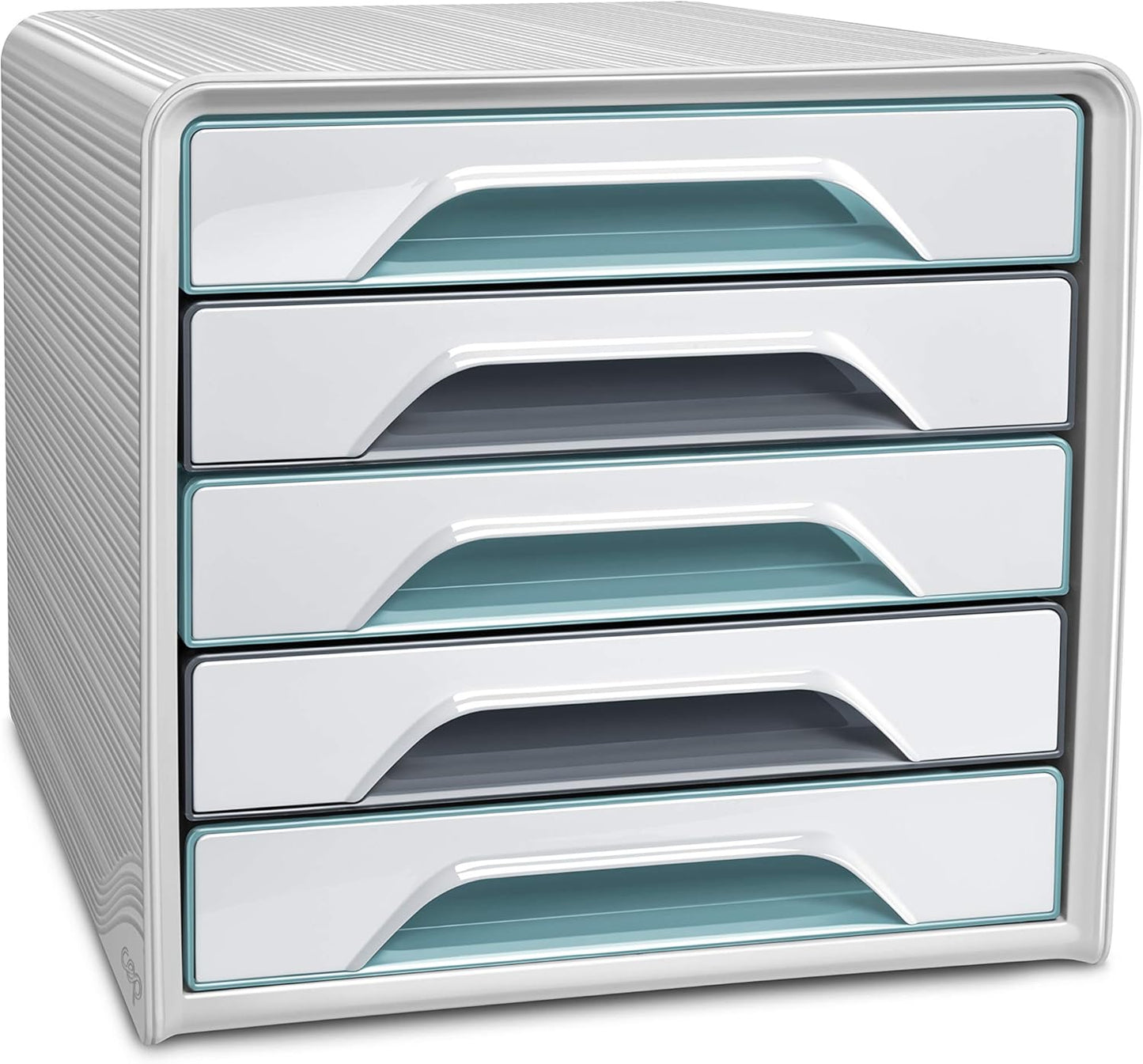 CEP Smoove Riviera 5 Drawer Filing Unit Organiser - Water Green/Storm Grey