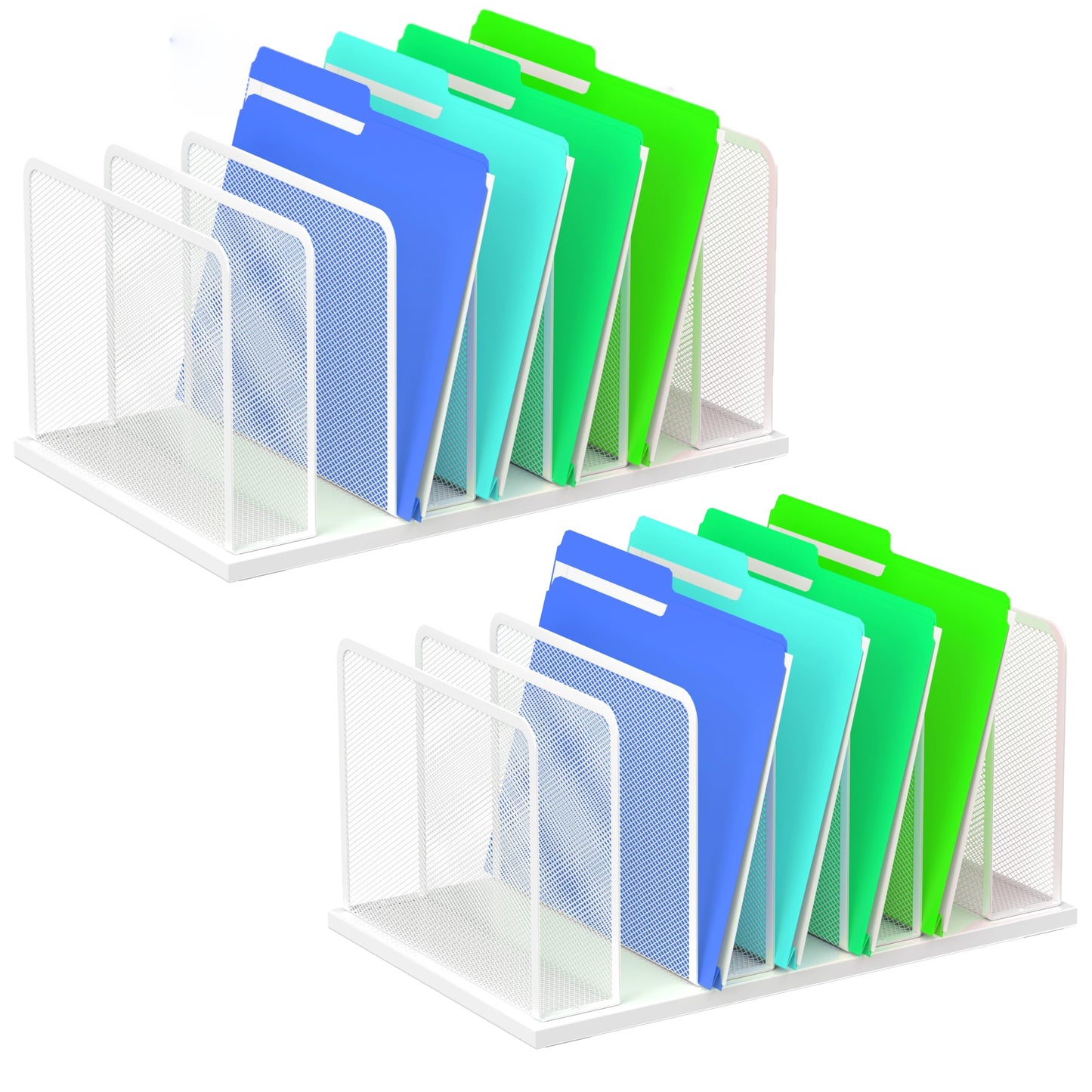 Kuntine.B Desk File Organizer 5 Sections Upright Mesh Desktop Organizer File Sorter Office Organization File Holder for Home, Office & Classroom