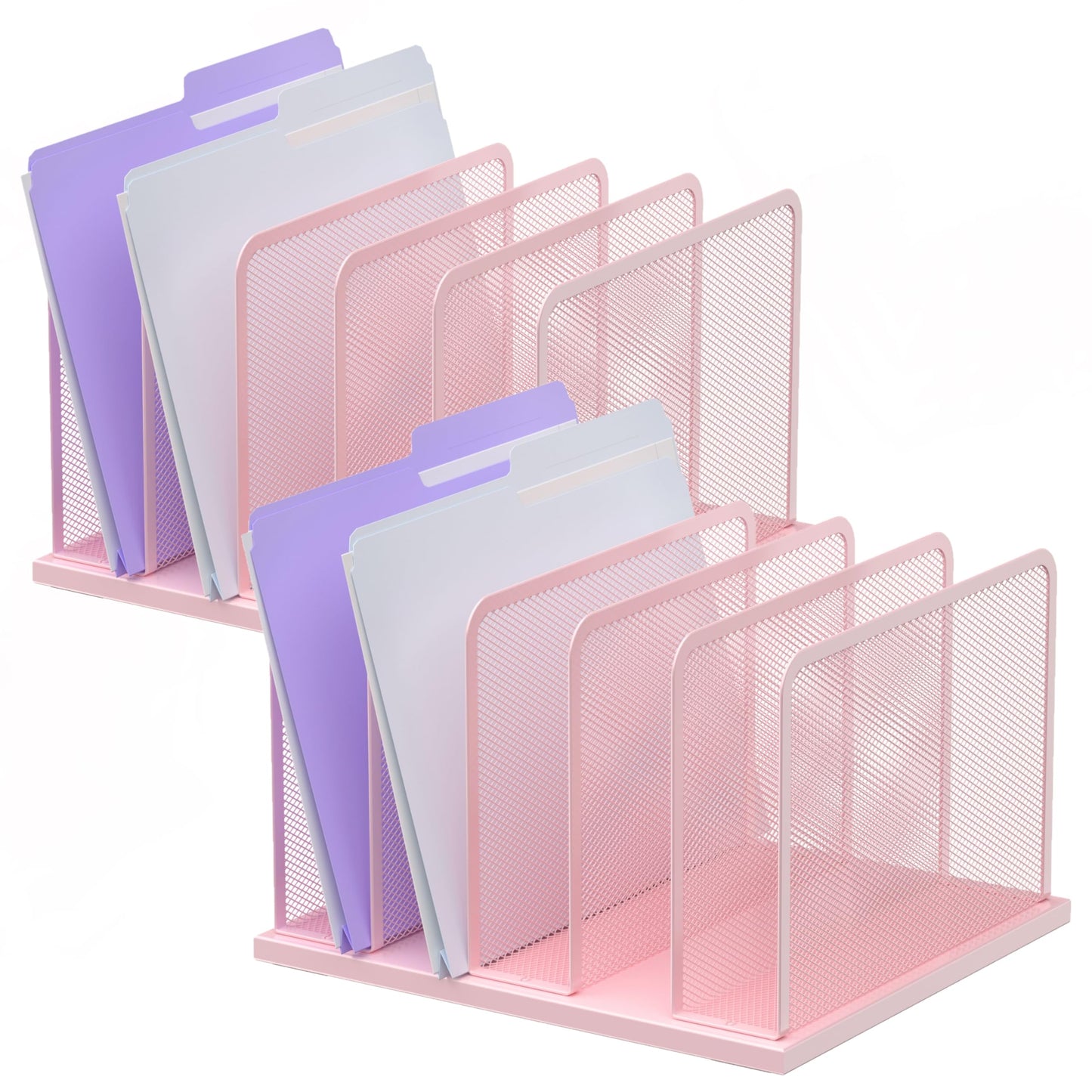 Kuntine.B Desk File Organizer 5 Sections Upright Mesh Desktop Organizer File Sorter Office Organization File Holder for Home, Office & Classroom