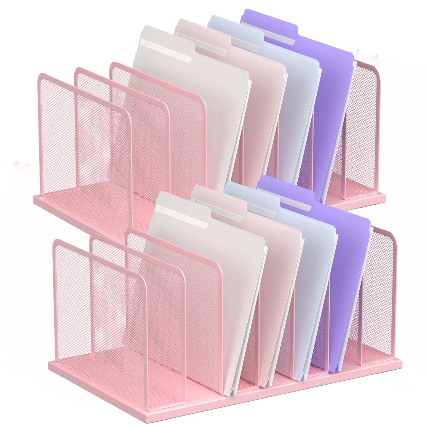 Kuntine.B Desk File Organizer 5 Sections Upright Mesh Desktop Organizer File Sorter Office Organization File Holder for Home, Office & Classroom