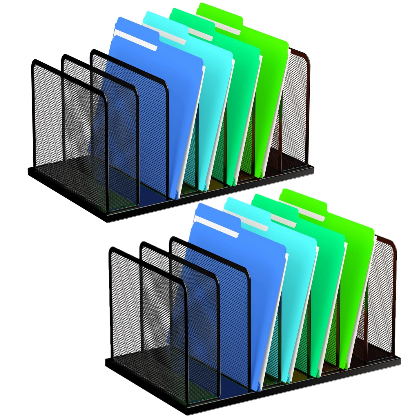 Kuntine.B Desk File Organizer 5 Sections Upright Mesh Desktop Organizer File Sorter Office Organization File Holder for Home, Office & Classroom