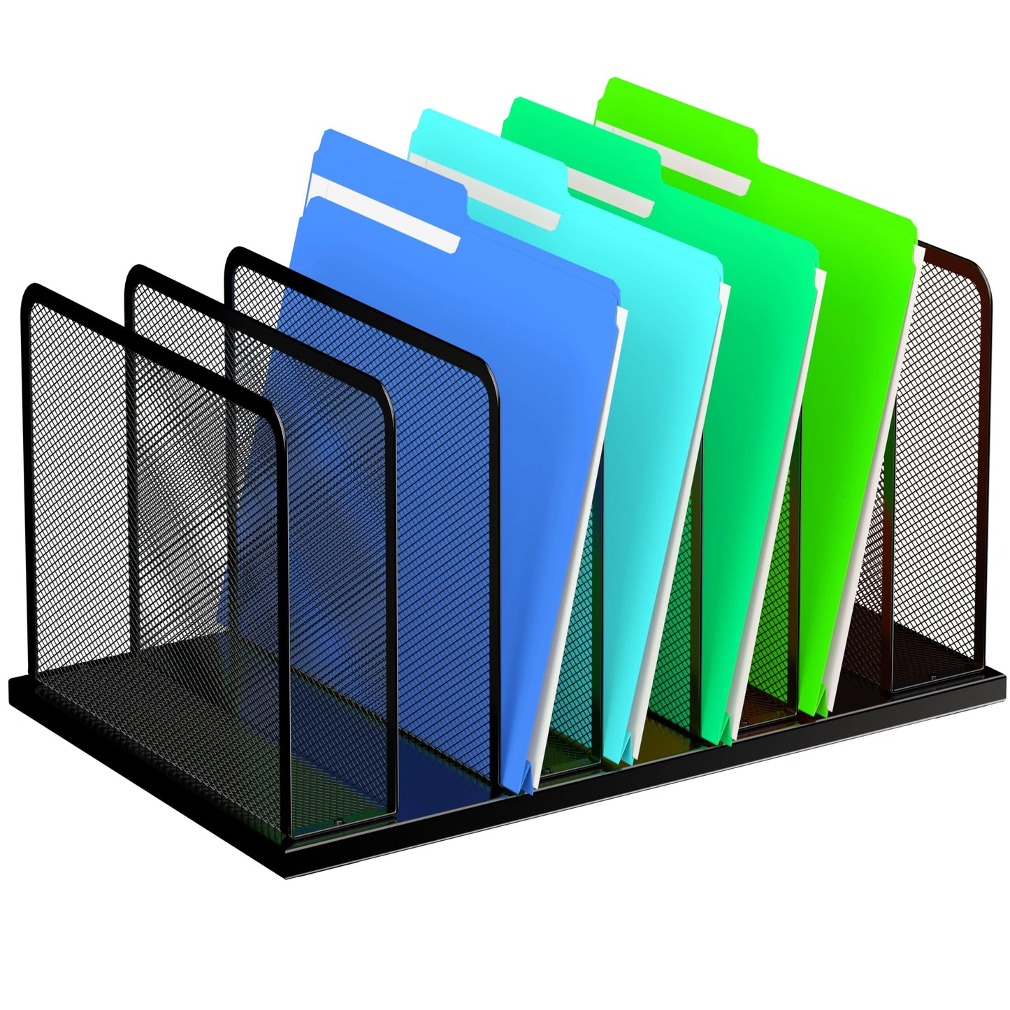 Kuntine.B Desk File Organizer 5 Sections Upright Mesh Desktop Organizer File Sorter Office Organization File Holder for Home, Office & Classroom