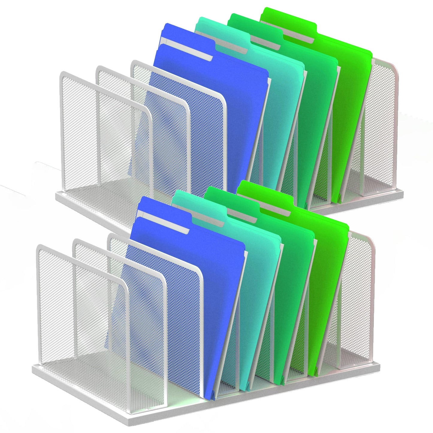 Kuntine.B Desk File Organizer 5 Sections Upright Mesh Desktop Organizer File Sorter Office Organization File Holder for Home, Office & Classroom