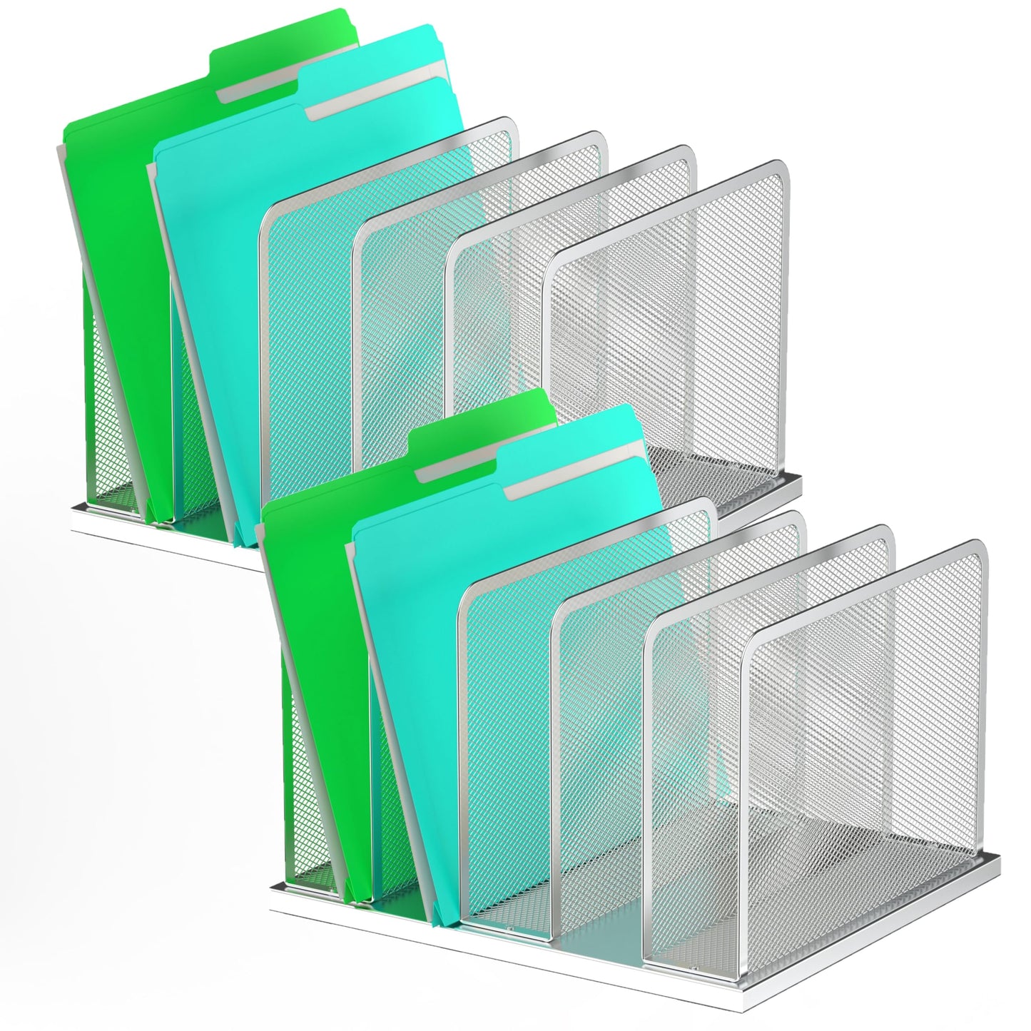 Kuntine.B Desk File Organizer 5 Sections Upright Mesh Desktop Organizer File Sorter Office Organization File Holder for Home, Office & Classroom