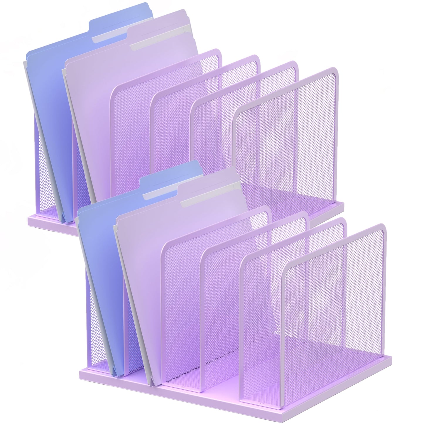 Kuntine.B Desk File Organizer 5 Sections Upright Mesh Desktop Organizer File Sorter Office Organization File Holder for Home, Office & Classroom